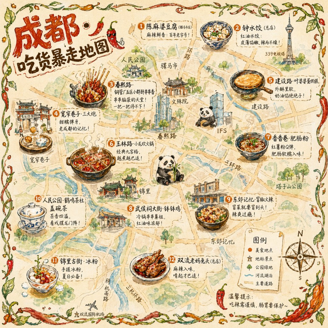 Chengdu Food Map Illustration — GPT Image 2 Prompt