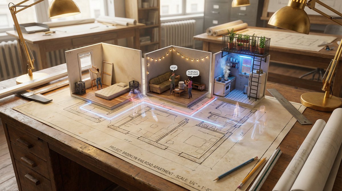 Architectural Floor Plan as Miniature World — Nano Banana Pro AI Generated Image