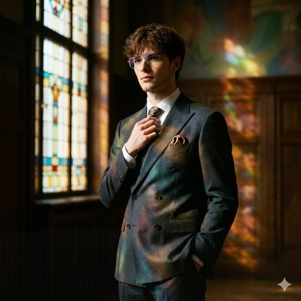 Retro Art Deco Suit Editorial — Nano Banana Pro AI Generated Image