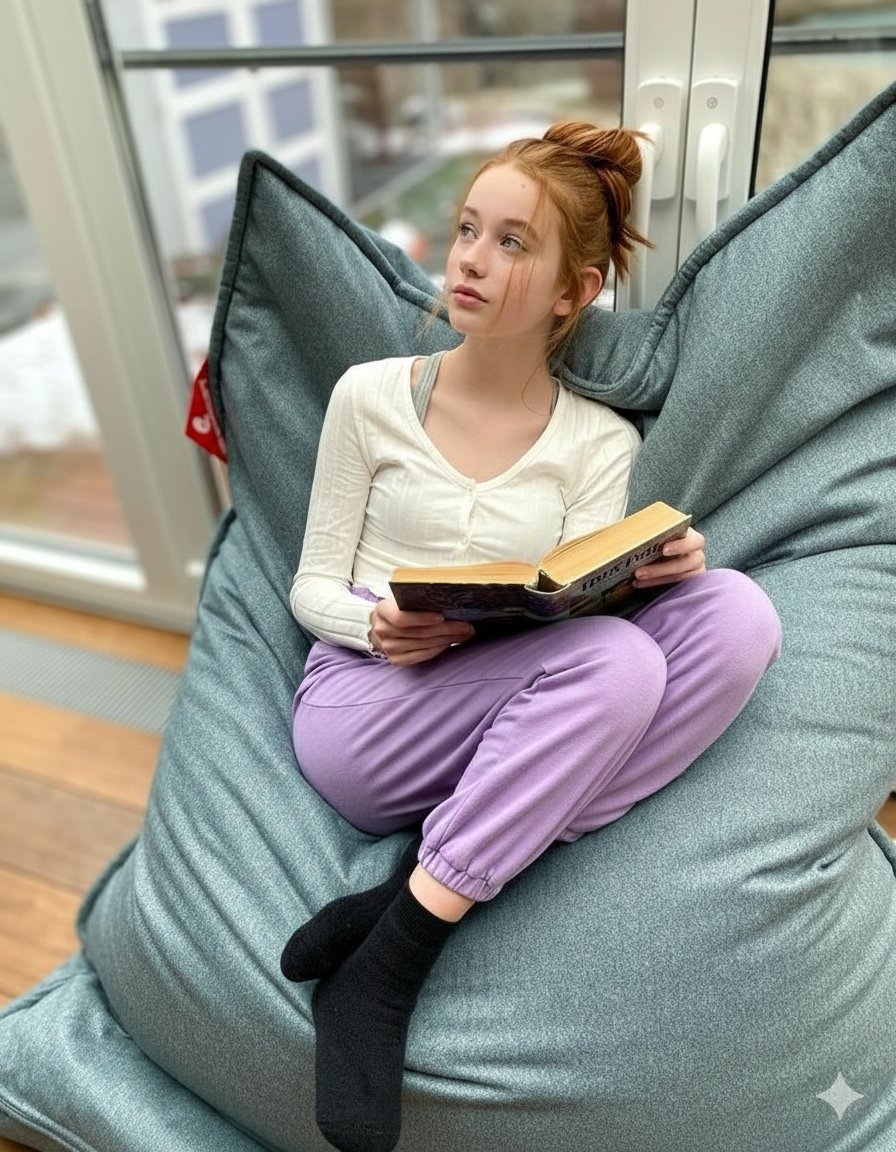 Cozy Teenage Girl Reading Portrait Prompt — Nano Banana Pro AI Generated Image