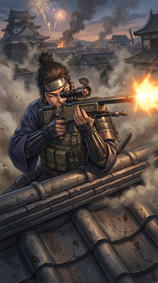 Samurai Sniper Dynamic Battle Scene Prompt — Nano Banana Pro AI Generated Image