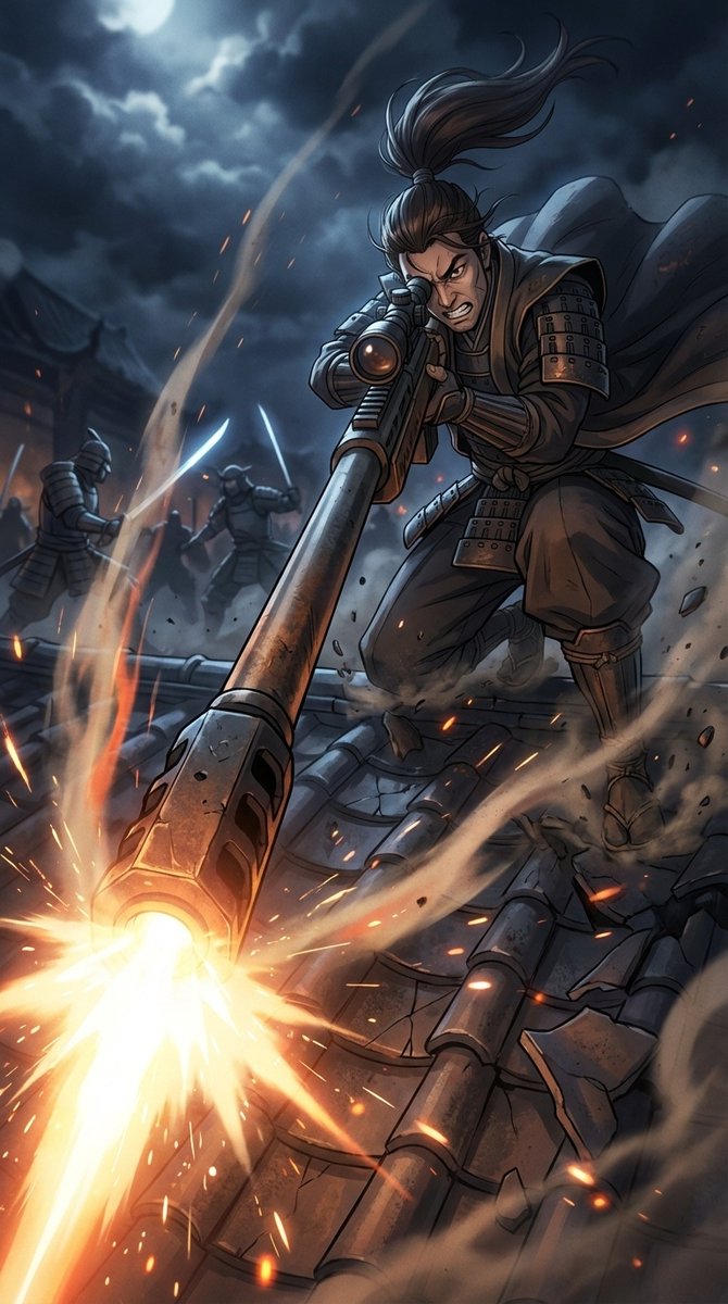 Samurai Sniper Extreme Low-Angle Prompt — Nano Banana Pro AI Generated Image