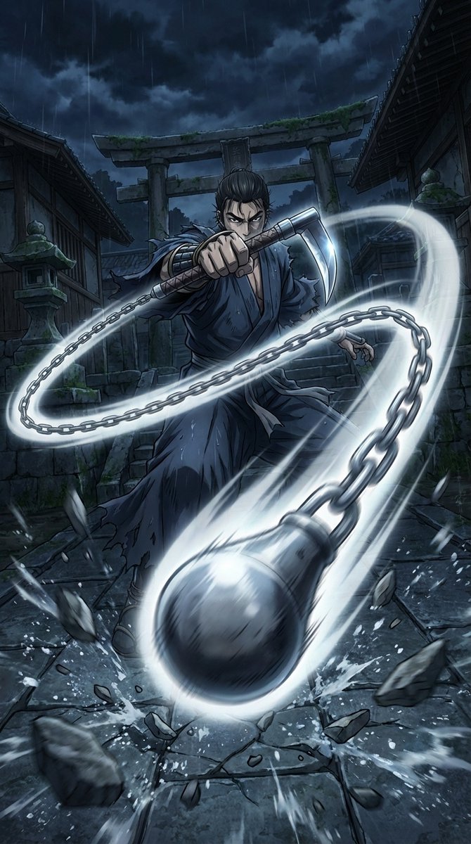 Kusarigama Warrior Dynamic Battle Scene Prompt — Nano Banana Pro AI Generated Image