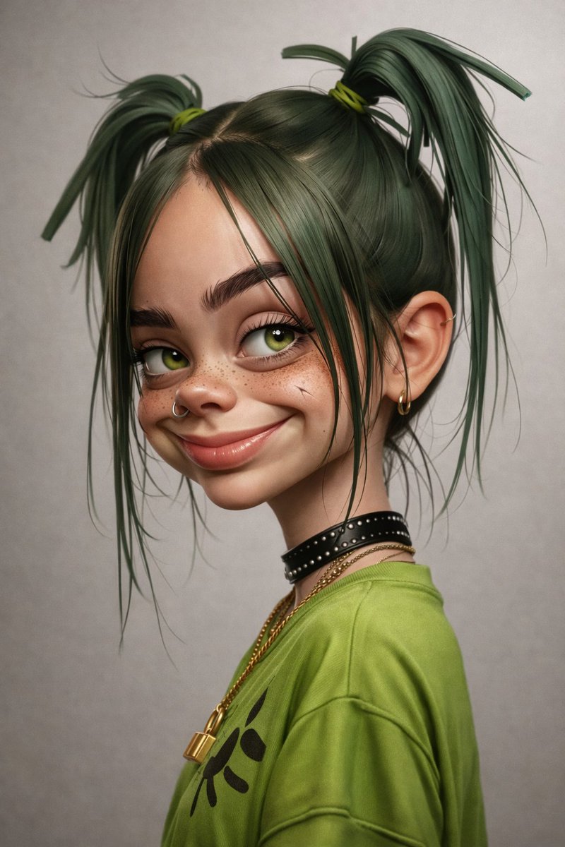 3D-Rendered Billie Eilish Cartoon Portrait — Nano Banana Pro AI Generated Image