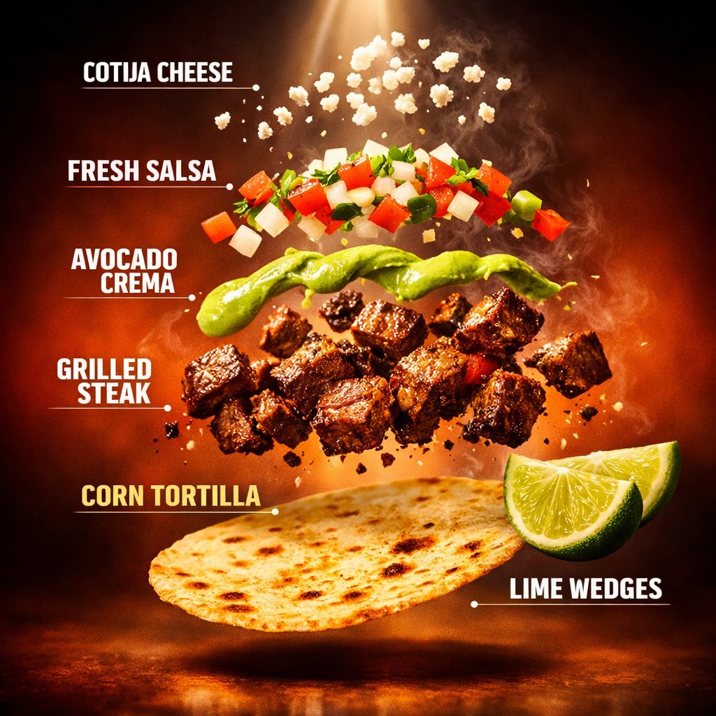 Exploded Tacos Commercial Visualization — Nano Banana Pro AI Generated Image