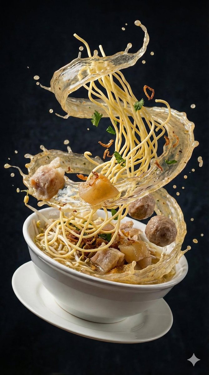 High-Speed Food Photography of Exploding Asian Soup — Nano Banana Pro AI Generated Image
