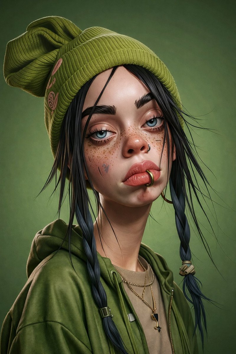Billie Eilish Cartoon Version 3D Render Prompt — Nano Banana Pro AI Generated Image