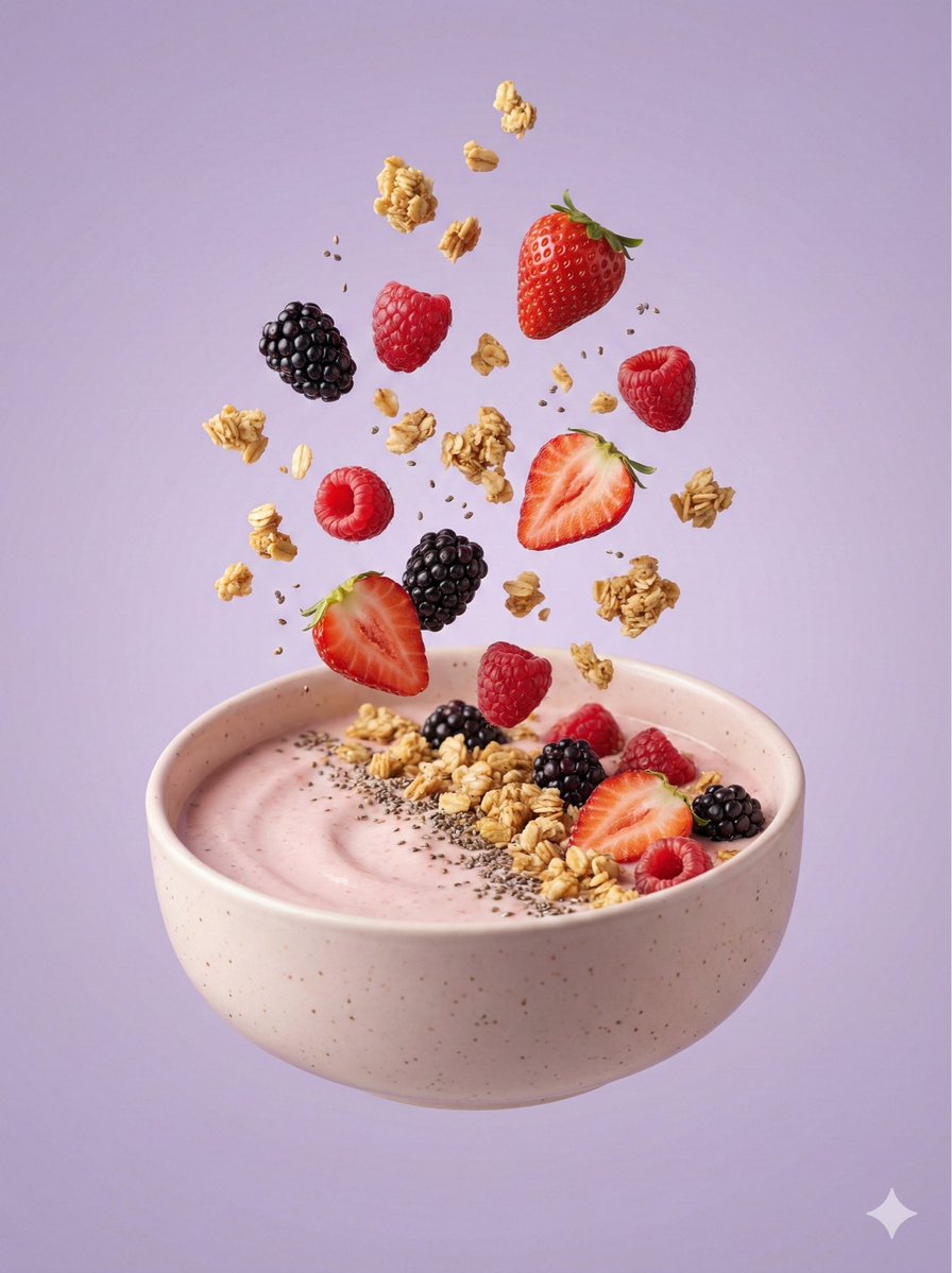 Hyper-Realistic Floating Smoothie Bowl — Nano Banana Pro AI Generated Image