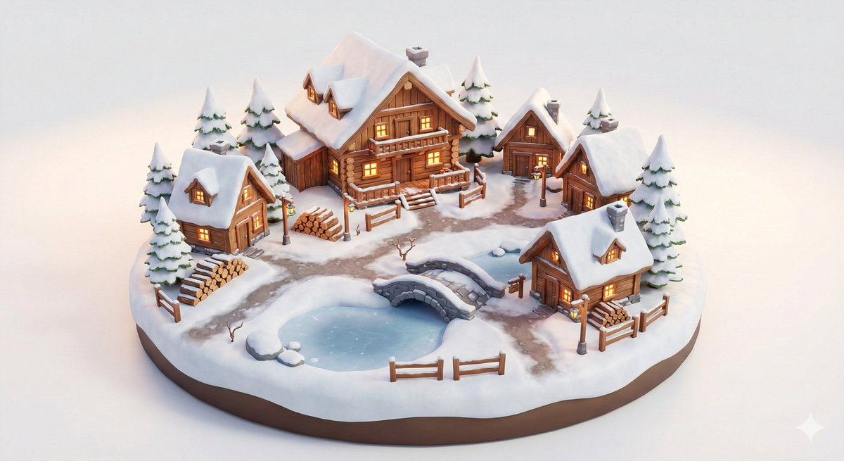 Miniature Alpine Mountainside Village Scene — Nano Banana Pro AI Generated Image
