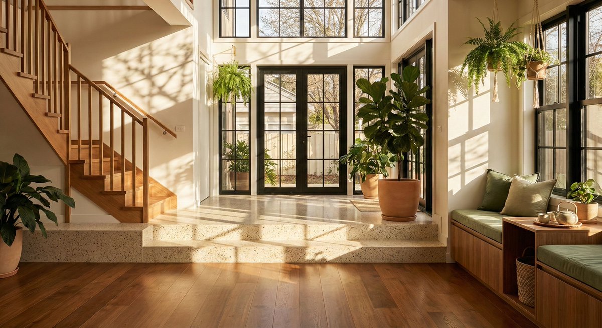 Sun-Drenched Modern Entryway Architectural Photograph Prompt — Nano Banana Pro AI Generated Image