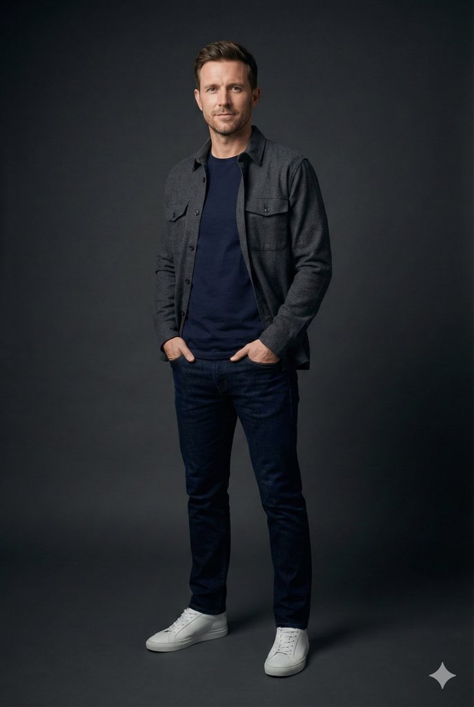 Modern Casual British Man Studio Portrait Prompt — Nano Banana Pro AI Generated Image