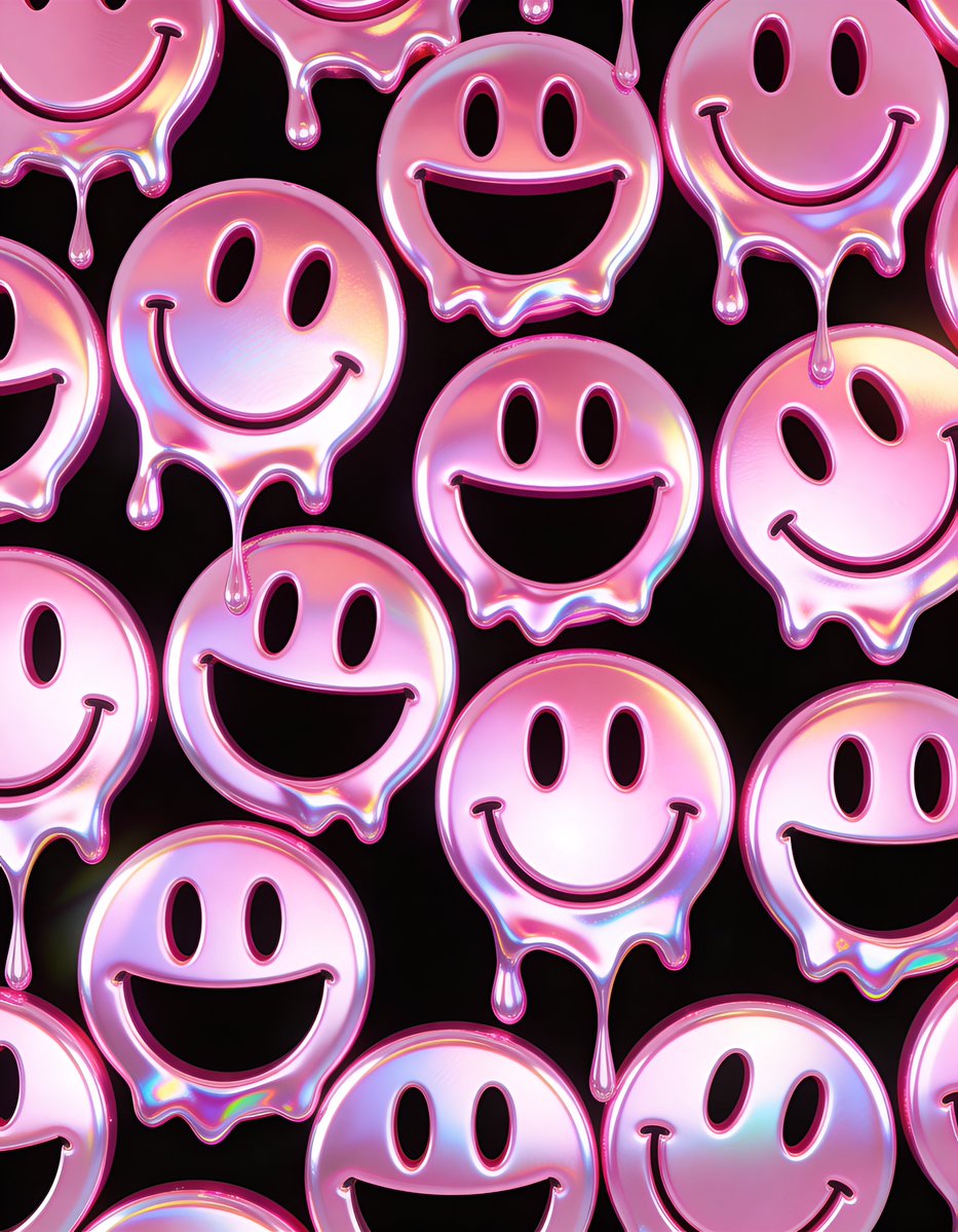 Melting Holographic Smiley Face Pattern Prompt — Nano Banana Pro AI Generated Image