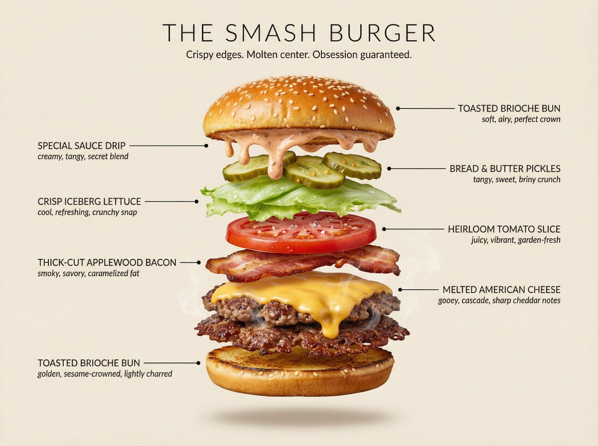 Hyperrealistic Exploded Ingredient Stack Diagram — Nano Banana Pro AI Generated Image
