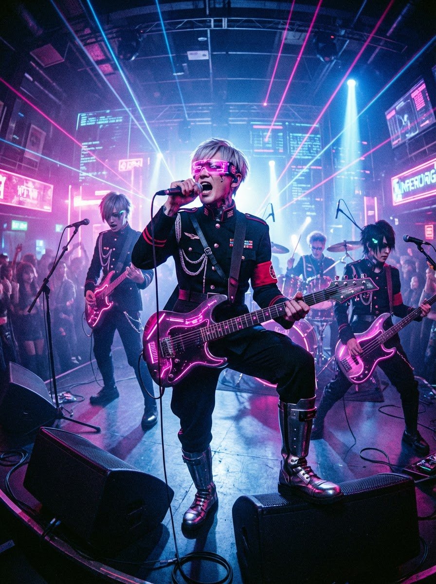 Cyberpunk Japanese Band Live Performance — Nano Banana Pro AI Generated Image