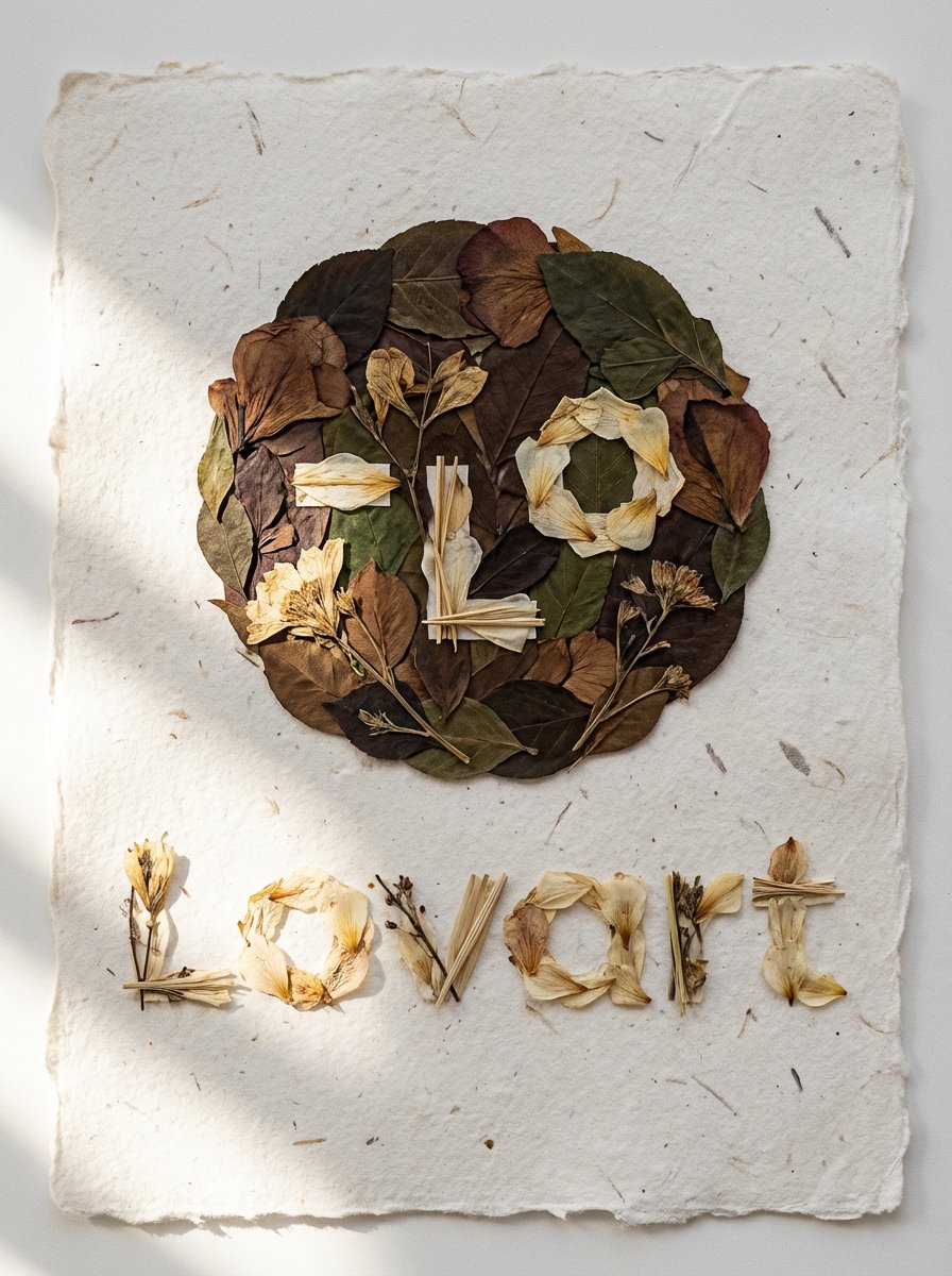 Pressed Flower Logo Flat Lay Composition — Nano Banana Pro AI Generated Image