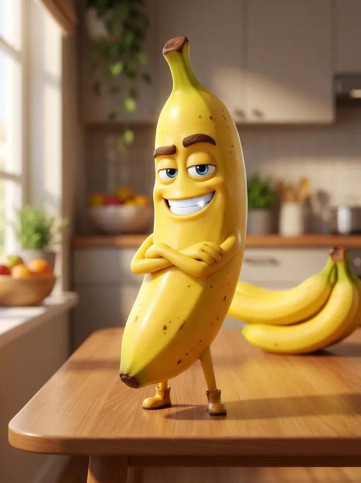 Pixar-Style Banana Character Animation Prompt — Nano Banana Pro AI Generated Image