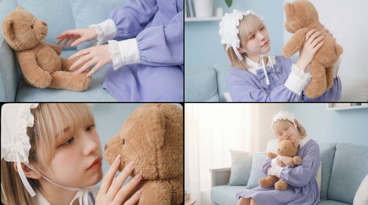 Warm, Nostalgic Cinematic Video of a Woman with a Teddy Bear — Nano Banana Pro AI Generated Image