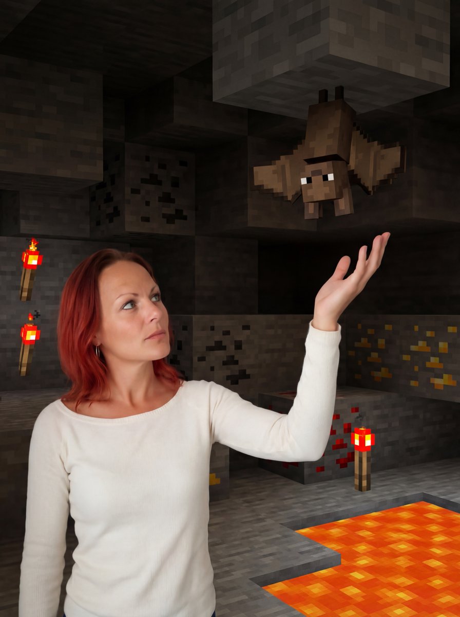 Reimagine Photo in Minecraft Cave — Nano Banana Pro AI Generated Image