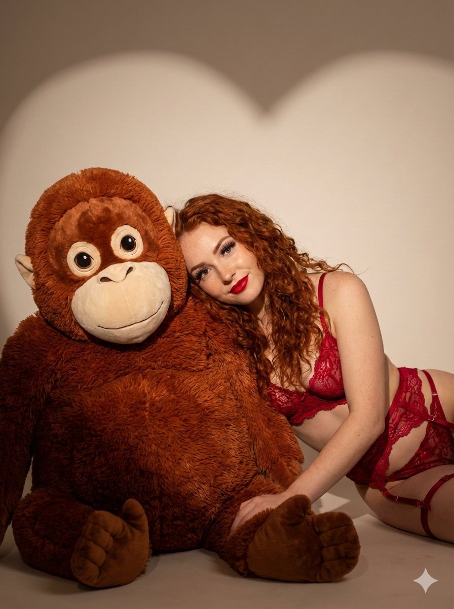 Intimate Portrait with Giant Stuffed Orangutan — Nano Banana Pro AI Generated Image