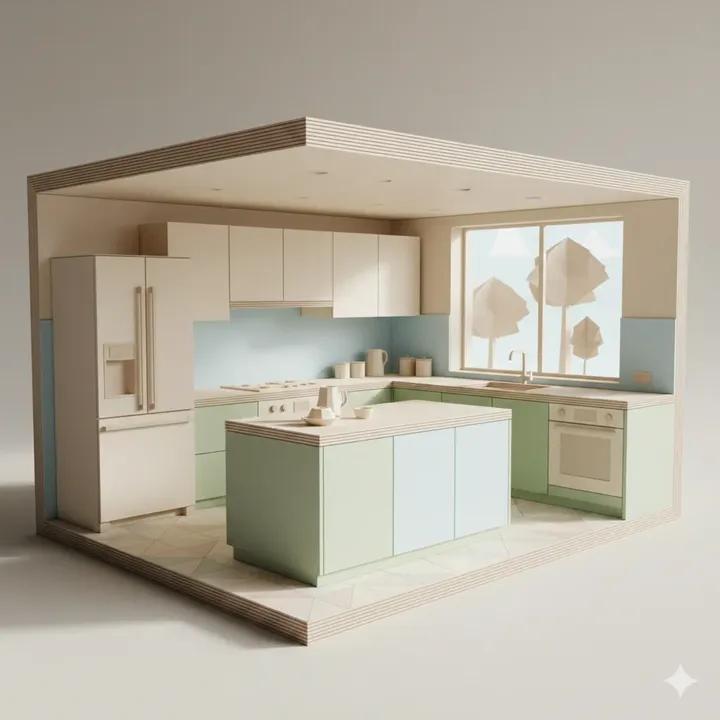 Origami Kitchen Cutaway — Nano Banana Pro AI Generated Image