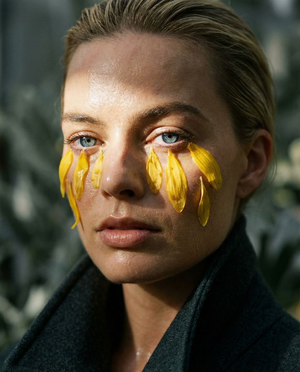 Macro Portrait with Organic Melancholy Aesthetic (JSON Format) — Nano Banana Pro AI Generated Image