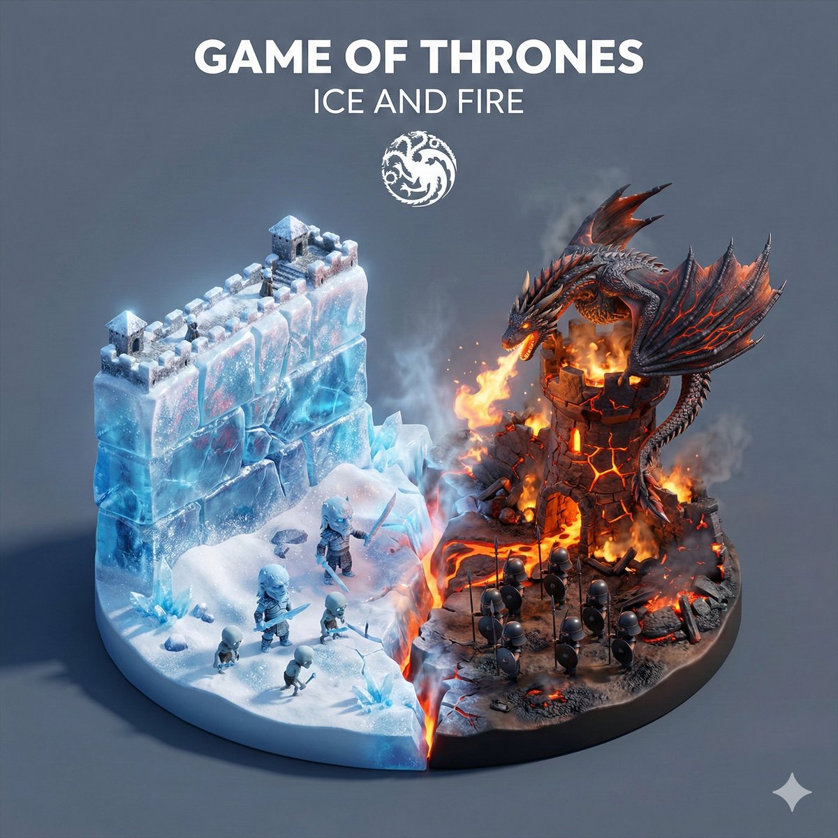 Game of Thrones Ice and Fire Isometric Diorama — Nano Banana Pro AI Generated Image