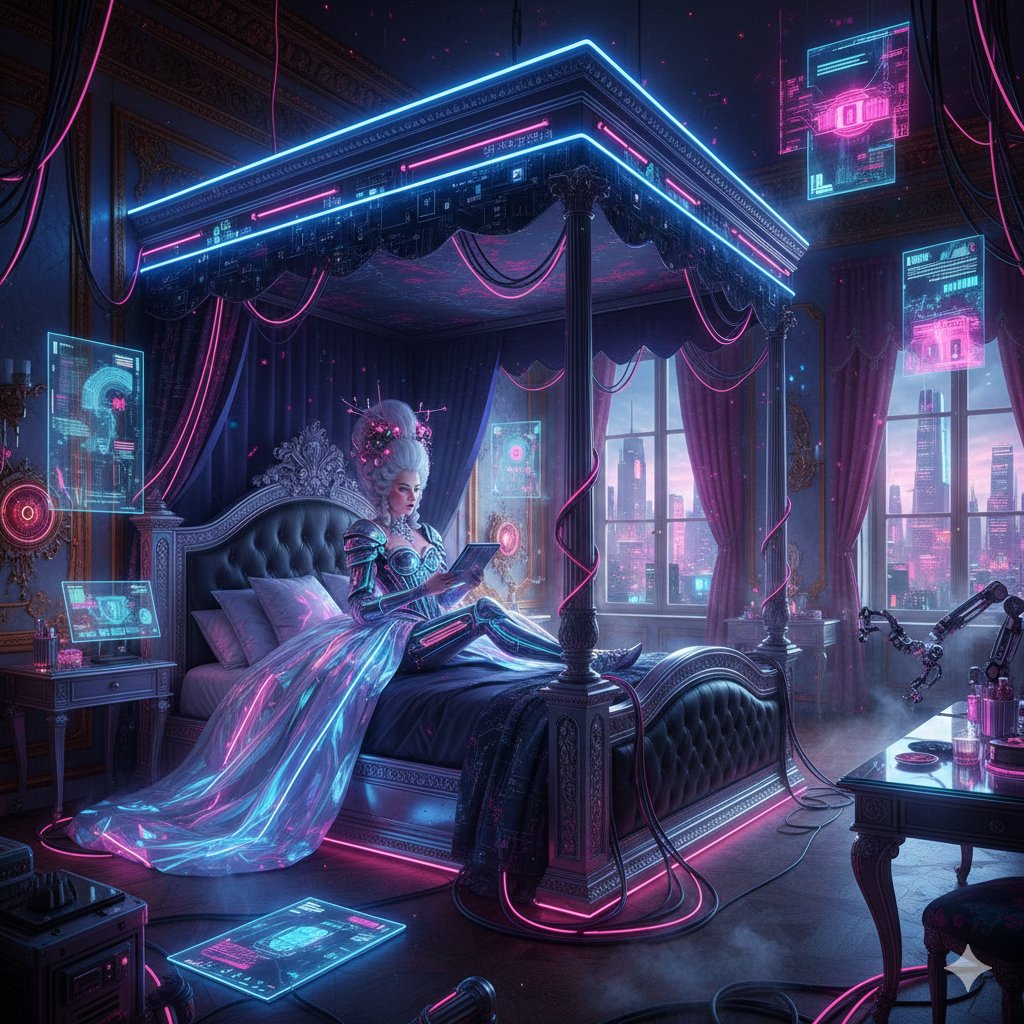 Cyberpunk Versailles Palace Generation — Nano Banana Pro AI Generated Image