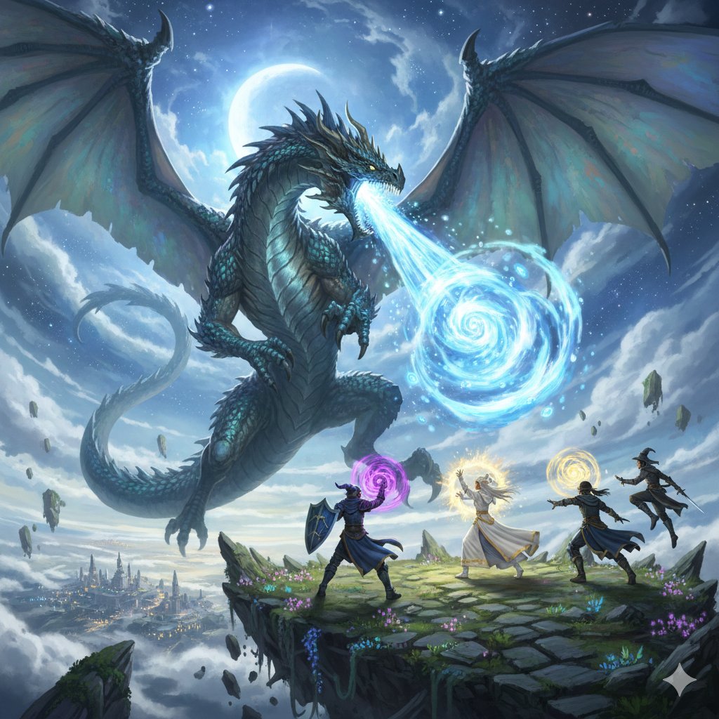 Final Fantasy Bahamut VS Player Generation — Nano Banana Pro AI Generated Image