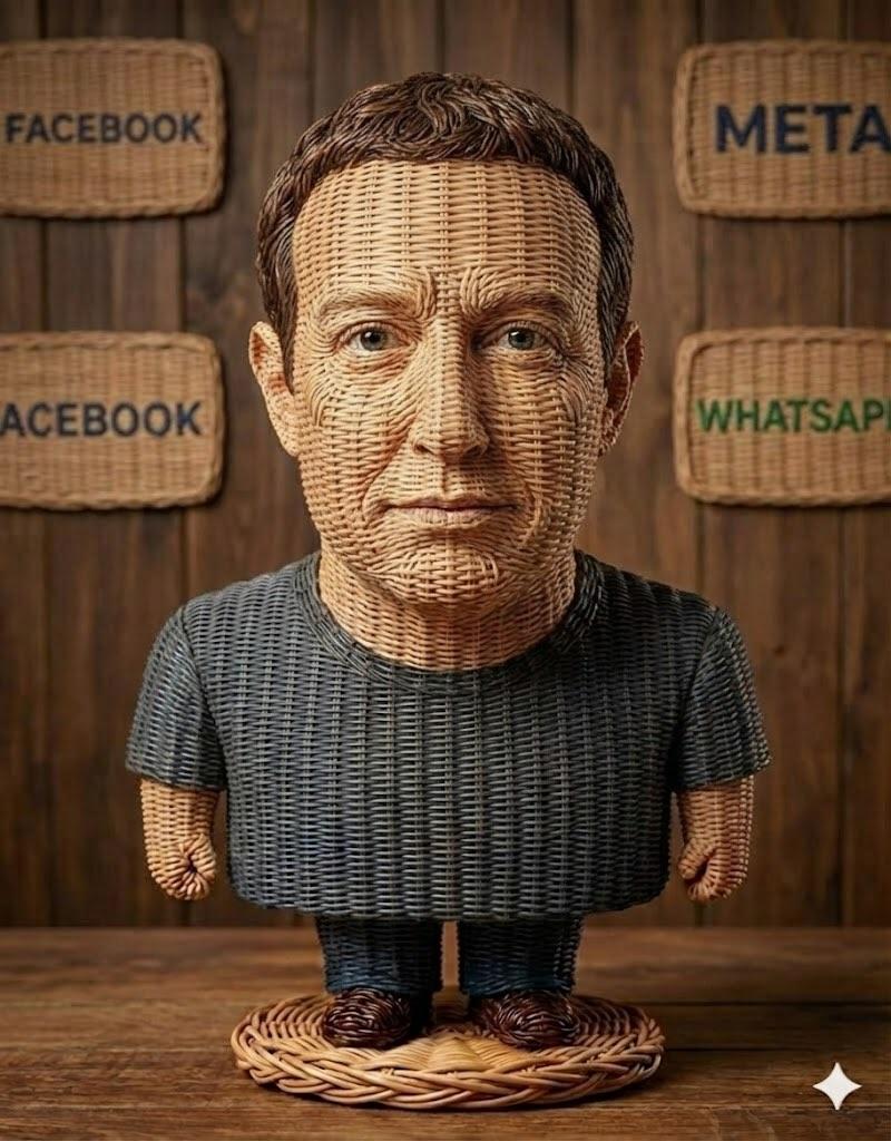 Stylized Wicker Caricature Figurine