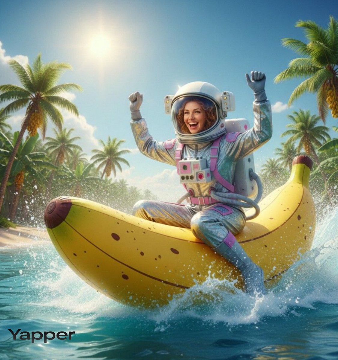 Dynamic Video Prompt: Banana Float Rocket — Nano Banana Pro AI Generated Image