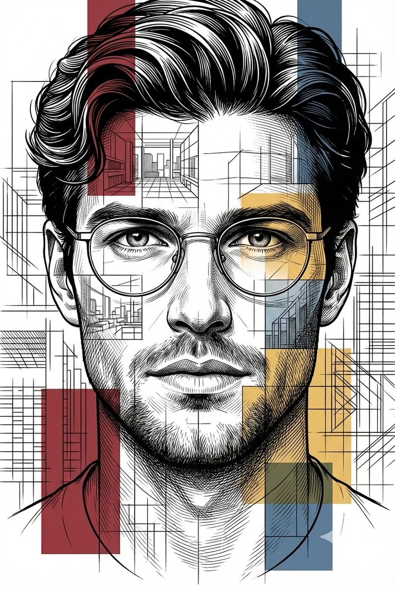 Architectural Blueprint Style Portrait — Nano Banana Pro AI Generated Image