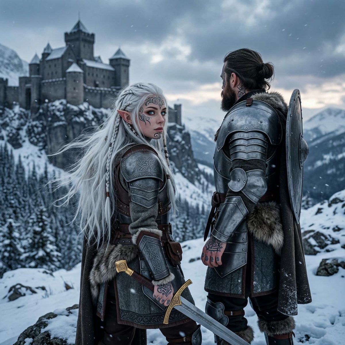 Hyperrealistic Tattooed Elf Couple — Nano Banana Pro AI Generated Image