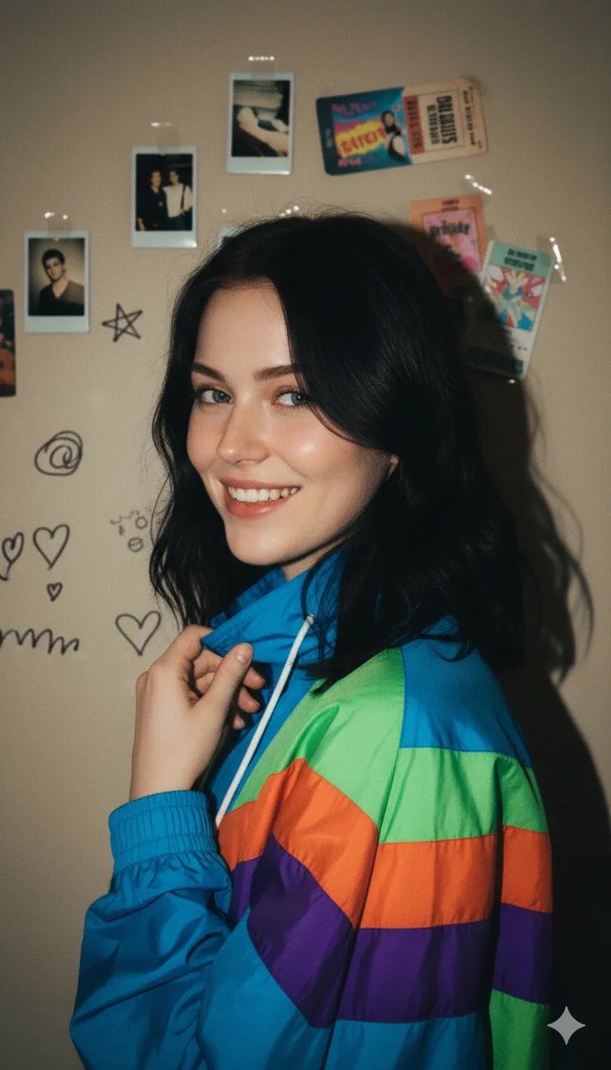 90s Retro Windbreaker Portrait with Harsh Flash (Two Prompts) — Nano Banana Pro AI Generated Image