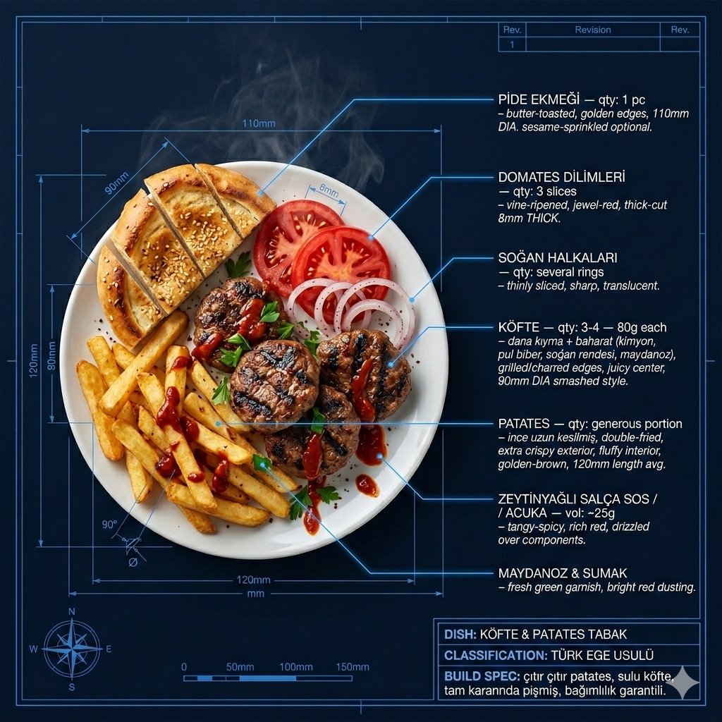 Technical Architectural Blueprint of KÖFTE & PATATES — Nano Banana Pro AI Generated Image