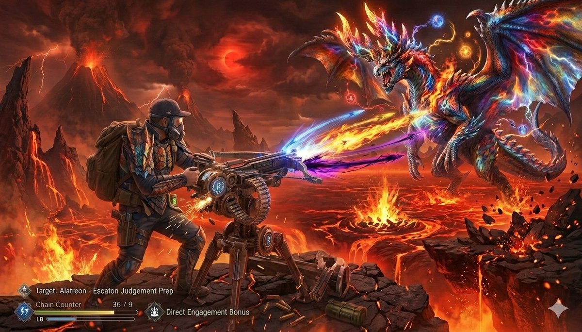 Monster Hunter Alatreon Battle Scene — Nano Banana Pro AI Generated Image