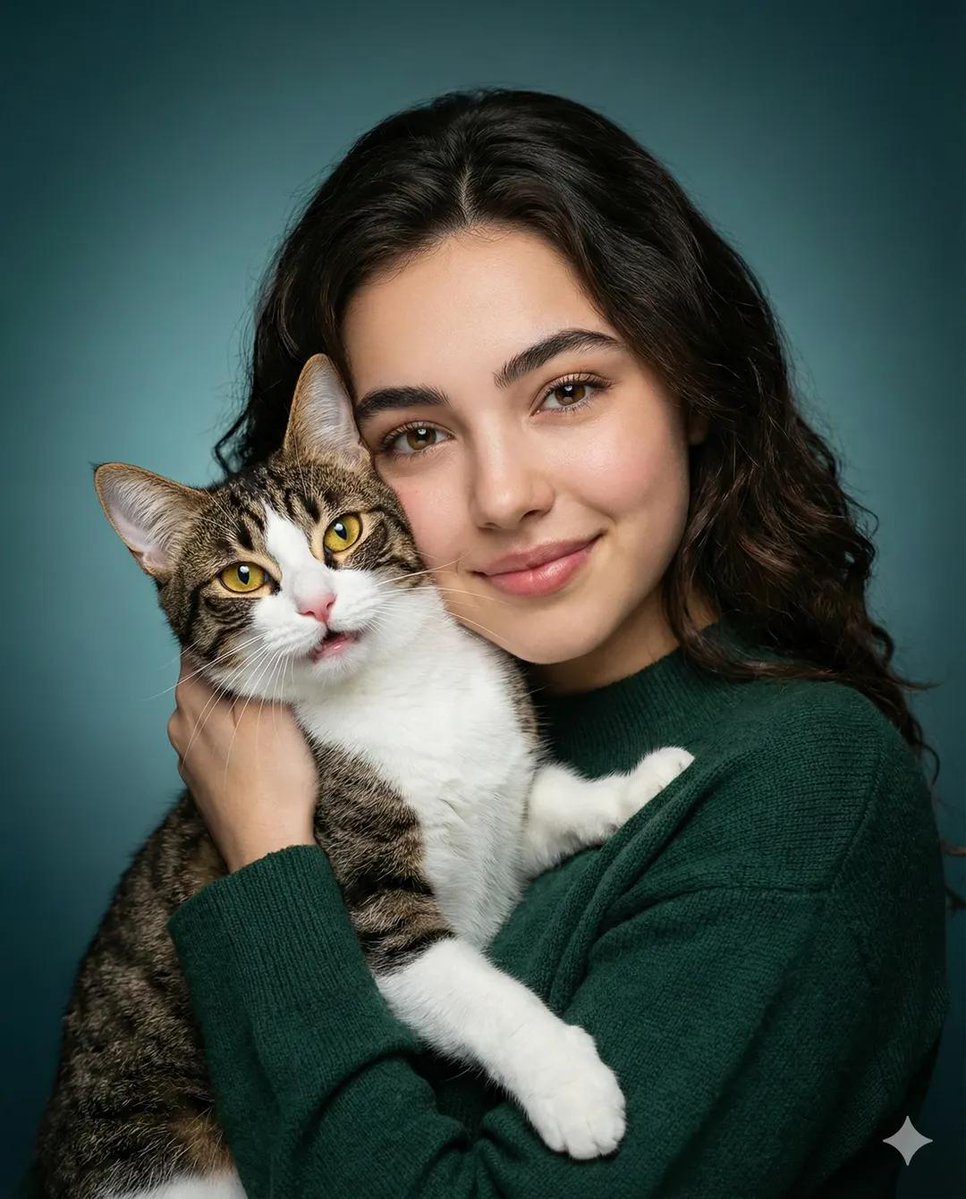 Heartwarming Woman and Cat Portrait — Nano Banana Pro AI Generated Image