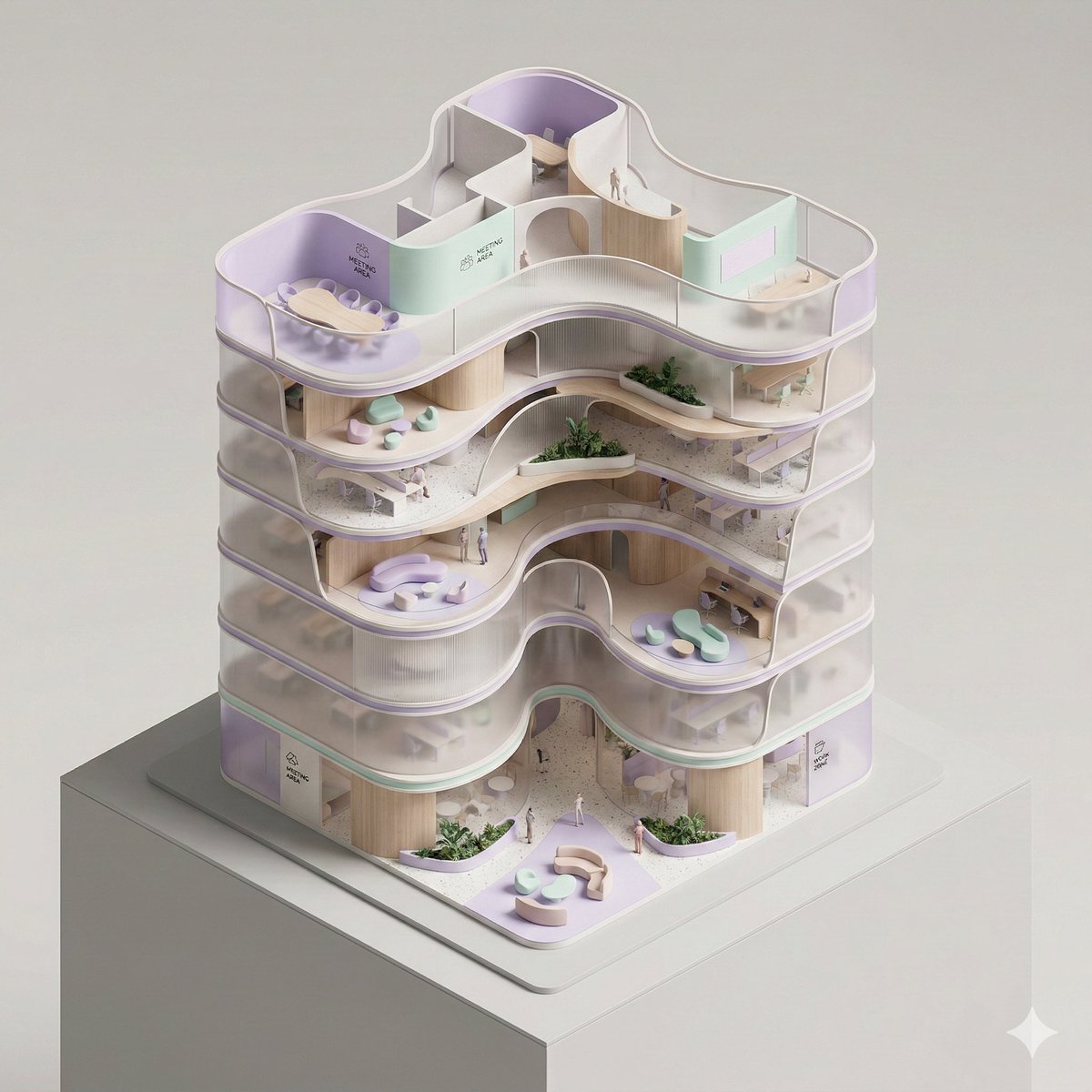 Conceptual Isometric Office Tower Model — Nano Banana Pro AI Generated Image
