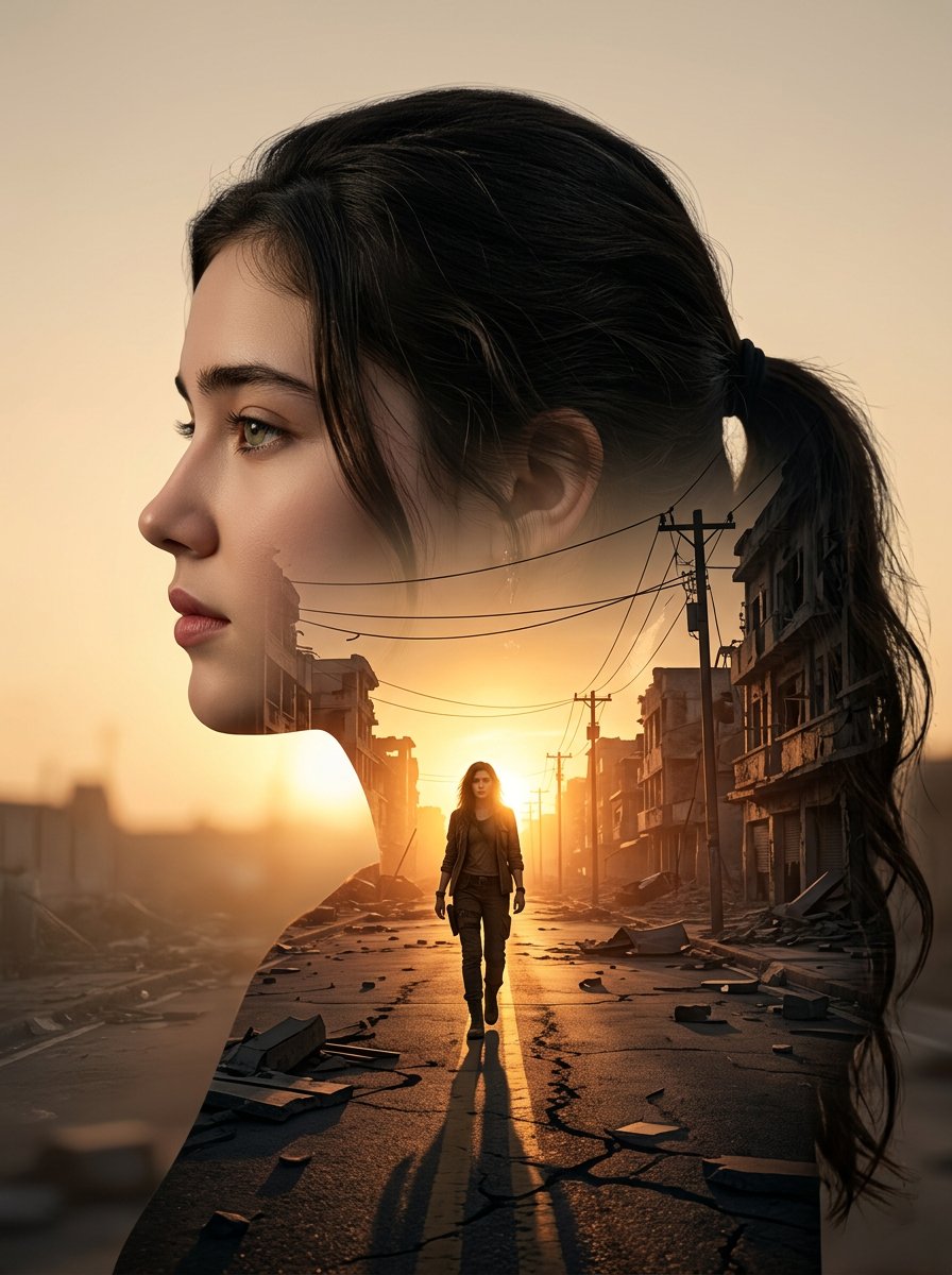 Cinematic Double Exposure Portrait — Nano Banana Pro AI Generated Image