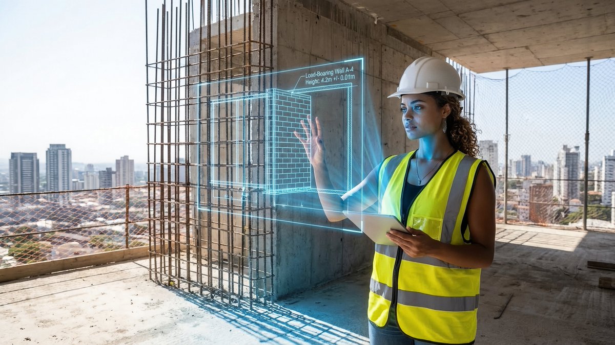 JSON prompt for construction site AR blueprint overlay — Nano Banana Pro AI Generated Image