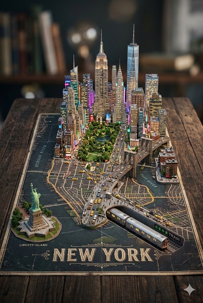 3D Miniature New York City Diorama — Nano Banana Pro AI Generated Image