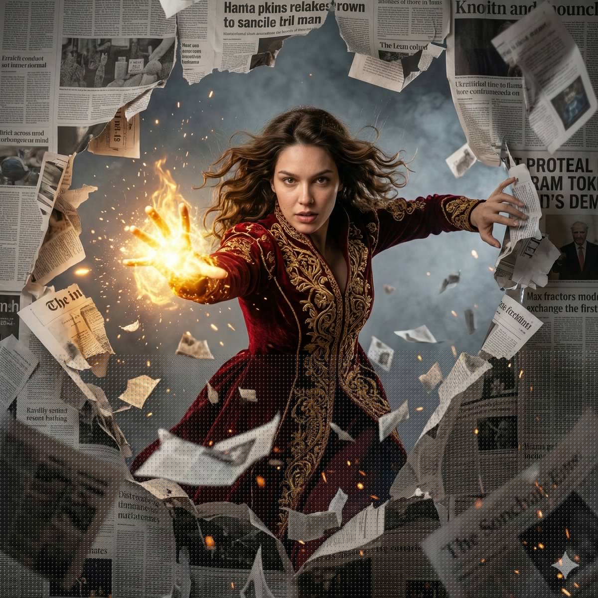 Epic Fantasy Sorceress Action Scene — Nano Banana Pro AI Generated Image