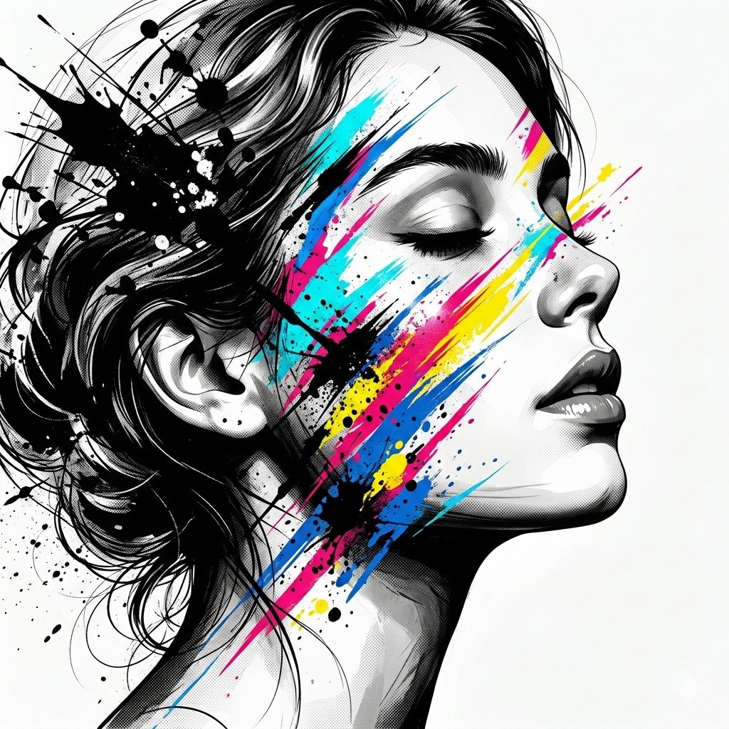 High-Contrast Abstract Mixed Media Portrait Prompt — Nano Banana Pro AI Generated Image