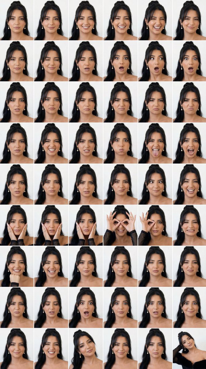 48-Panel Studio Expression Contact Sheet — Nano Banana Pro AI Generated Image