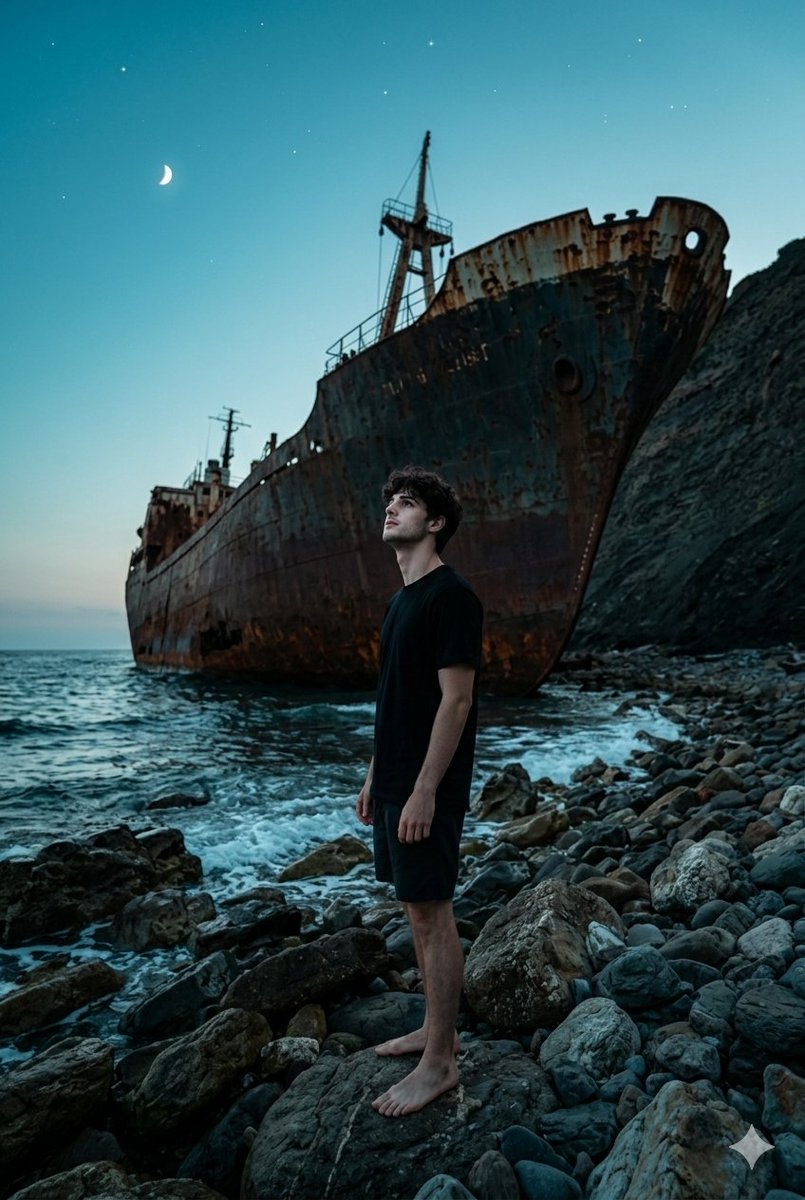 Shipwreck Twilight Scene — Nano Banana Pro AI Generated Image