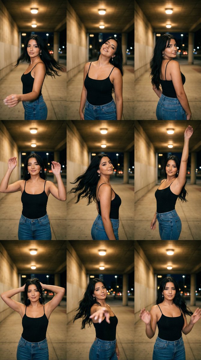 Urban Underpass Motion Portrait Series 3x3 Grid — Nano Banana Pro AI Generated Image