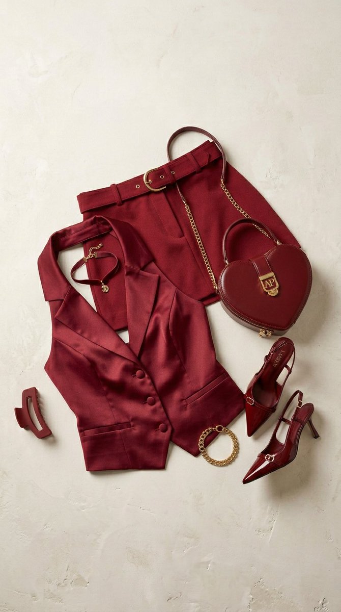 Crimson Fashion Editorial Studio Look Integration Prompt — Nano Banana Pro AI Generated Image