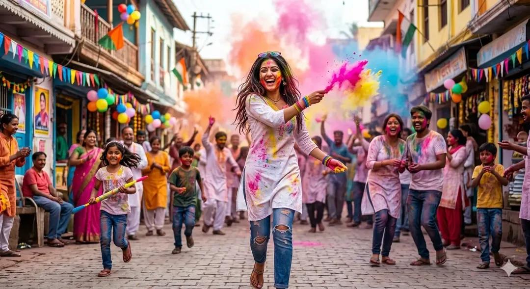 Holi Festival Cinematic Photography Prompt (JSON Format) — Nano Banana Pro AI Generated Image