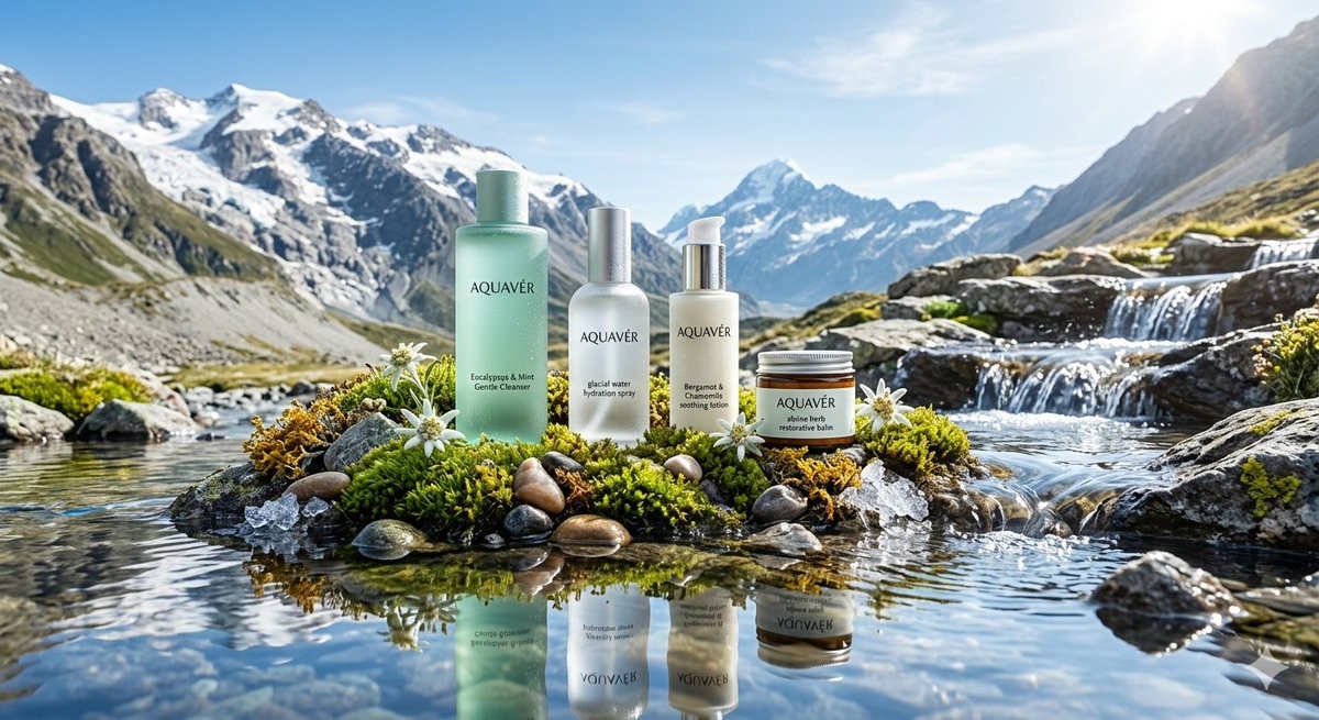 Ultra-Luxurious Skincare Product Photography in Alpine Setting — Nano Banana Pro AI Generated Image