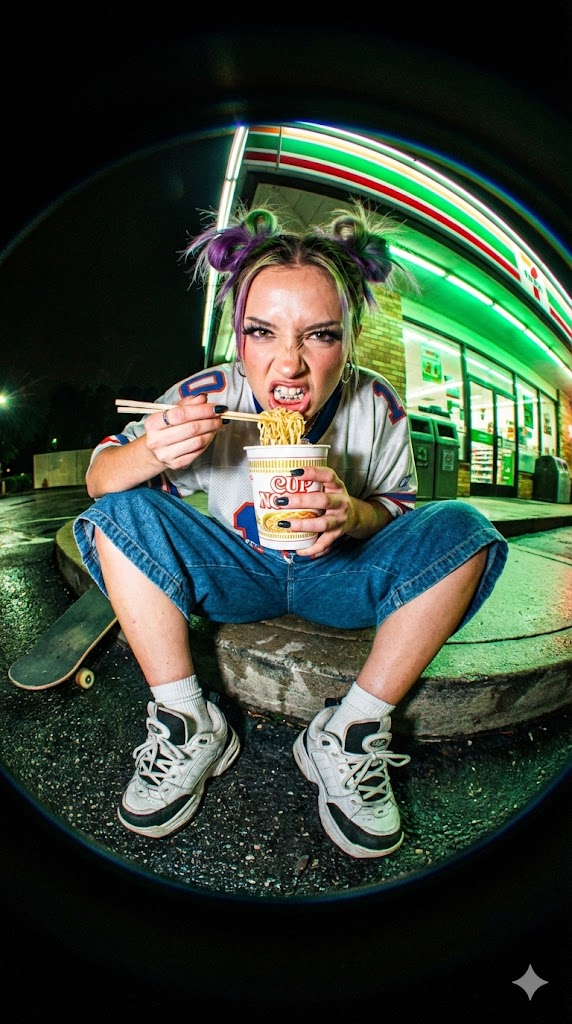 Extreme Fisheye Streetwear Portrait — Nano Banana Pro AI Generated Image