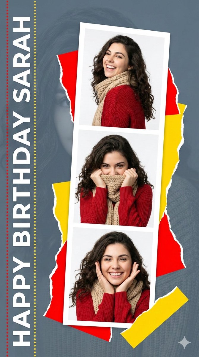 Elegant Graphic Design Birthday Collage — Nano Banana Pro AI Generated Image